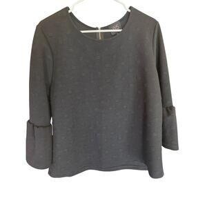 W5 Anthropologie Textured Polka Dot Flounce Sleeve Top XL Womens Cottage Core